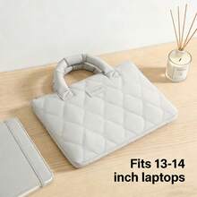 1个糖果色笔记本电脑包，适用于13-14英寸笔记本电脑，配有柔软舒适的提手，方便携带，内衬防震，内部分隔设计，可收纳平板电脑等物品。笔记本电脑包、笔记本电脑套、笔记本电脑保护套、电脑包、手提包、防水旅行必备品、旅行用品、男士笔记本电脑包、女士笔记本电脑包 - 灰色 - 查看 4