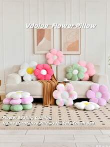 1 Peça Almofada Decorativa com Flor de Margarida, Almofada Decorativa Fofa para Casa, Decoração de Sofá para Primavera/Verão, Presente de Decoração de Feriado, Almofada Macia de Pelúcia, Almofada de Sofá para Casa, Almofada Decorativa para Casa, Presente de Feriado, Páscoa, Festa Diária, Casamento, Primavera - Branco - Visão 10