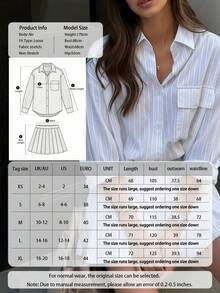 Bộ đồ nữ 2 món: Quần short xếp ly cạp cao + Áo sơ mi dài tay kẻ sọc, trang phục thường ngày đa năng mùa xuân/hè/thu, phù hợp cho công sở, đi chơi, du lịch, học đường. - Rửa nhẹ - Xem 3