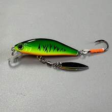 1个6.8厘米6.8克单钩微型沉水路亚饵，激光涂层，旋转激光反光路亚饵，适用于河流、溪流、梭鱼、鳟鱼垂钓 - 綠色 - 查看 3