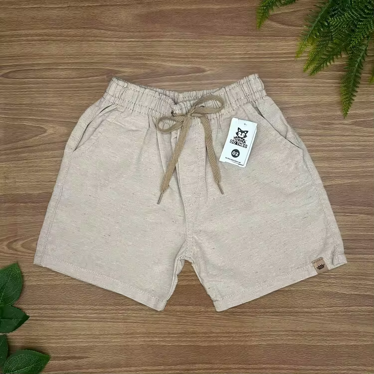 Boys' Linen Shorts, Premium Sizes 2 To 16 - Beige - View 1