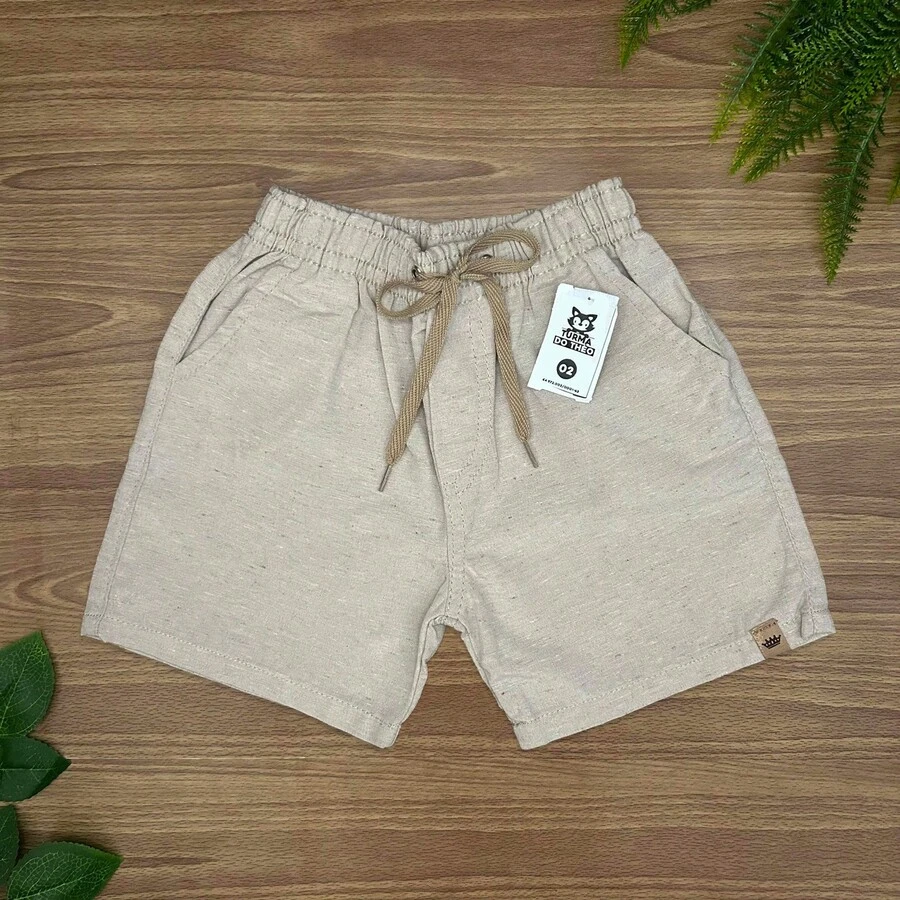 Boys' Linen Shorts, Premium Sizes 2 To 16 - Beige - View 1