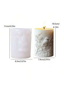 Captivating Bird & Branch Design With Rose Flower Details, Silicone Mold Suitable For DIY Candle Making - White - View 2