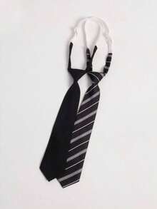 2pcs Striped Tie Stylish Adjustable Criss Cross Bow Tie For Daily Life - 黑與白 - 查看 6