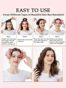 2pcs/Set No Heat Curling Iron And Curling Cap Combo, Loose Wavy Hairstyle Tools Set (1 Curling Iron + 1 Cap), Curling Iron, Curling Brush, Curling Tools, No Heat Curling, No Heat Curl, Hair Curler, Hair Roller, Curling Tools, Hairstylist, Hairstylist Accessories - Multicolor - View 3