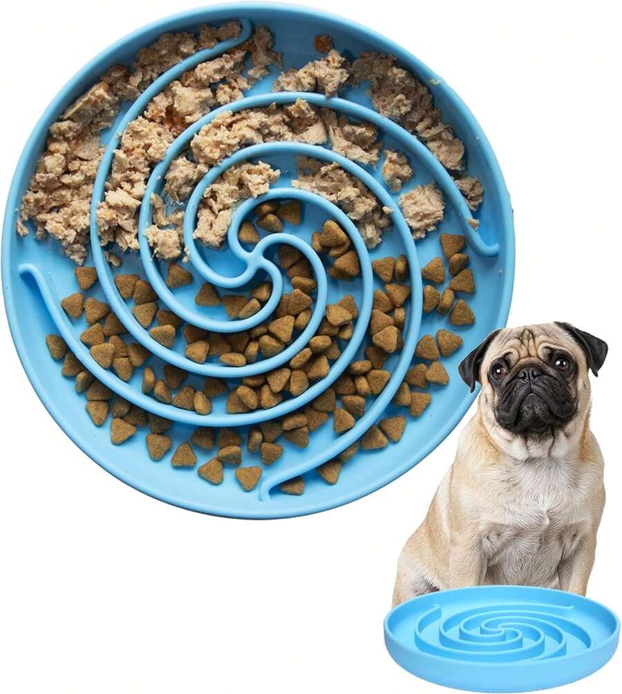 Slow Feeder Dog Bowl Non Slip Silicone Puzzle For Puppies Sky Blue - 天藍色 - 查看 1