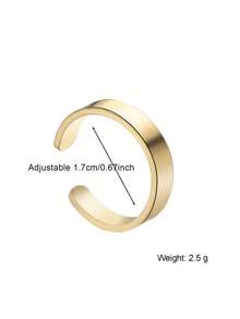Charm-In Minimalist Glossy Gold-Plated Adjustable Open Ring, Stackable Atmospheric Jewelry, Elegant Gift For Girlfriend On Valentine's Day - Gold - View 5