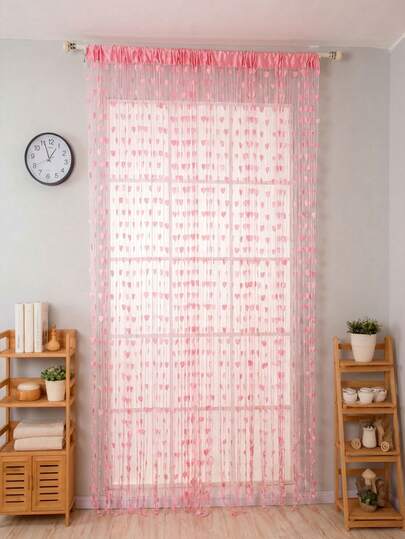 1pc Heart-Shaped String Curtain, Tasseled Hanging Decor, Suitable For Home Decor, Linear Partition Design - Elegant Wedding Backdrop, Soft Draping, Room Decor, Home Decoration, Party Backdrop, Easy Installation | Autumn Decor, Room Decoration
