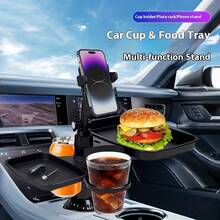 Soporte para taza de coche ajustable de 5 en 1 con rotación de 360°, con soporte para teléfono, bandeja para aperitivos y soporte para bebidas, extensor multifuncional para portavasos de asiento de coche - Bandeja de almacenamiento - Ver 9
