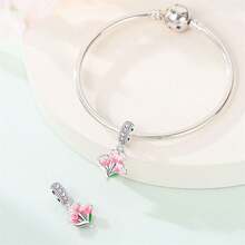 1 件镀银花卉系列 - 竖琴猫兔画板吊坠，适用于 3 毫米手链 DIY 串珠，女士时尚饰品，节日生日礼物 - 彩色 - 查看 9