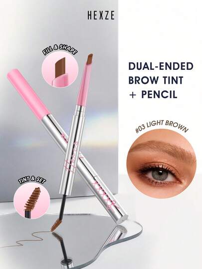 HEXZE 二合一双头眉笔/染眉胶 | 防水持久防晕染眉形塑造及填充 03 浅棕色 适合浅棕色或浅色头发