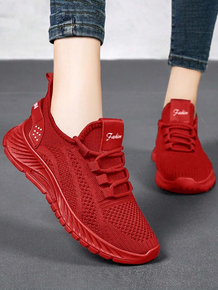 Zapatillas casual transpirables de mujer de colores sólidos y ligeras,Zapatillas De Tenis Para Parejas,tenis de mujer,tenis de mujer oferta,tenis deportivos para mujer,Adecuado Para Correr, Caminar, Tenis, Uso Diario, Piezas De Moda - Rojo - Añade 1