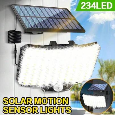 234 LED Außenwandleuchte, IP65 wasserdicht, 3 Modi LED Bewegungssensor Sicherheitsleuchte, solar betriebene Lampe, geeignet für Weihnachten, Halloween, Garage, Garten, Camping, Straße, Hof, Veranda