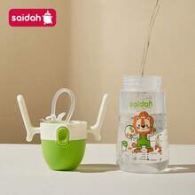 SAIDAH 10oz Shell-Shaped Baby Feeding Bottle With Silicone Straw, Anti-Spill Anti-Leakage, Children's Training Cup With Handle & Weighted Ball, Comes With Extra Nipple & Straw - Multicolor - View 5