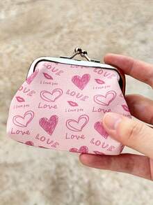 1个时尚印花爱心唇夹零钱包，方便创意的手提包，可用作零钱包或钥匙包，独特的派对礼品袋，日常生活必备工具 - 彩色 - 查看 9