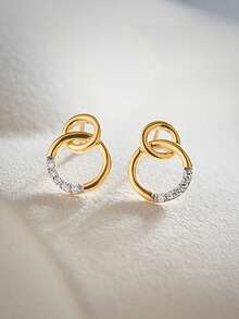 18K镀金925纯银优雅奢华独特水滴形立方氧化锆耳环，女士日常佩戴 - Zircon Earrings - 查看 7