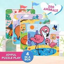 beartale 36pcs 4-In-1 Children's Puzzle Set, Including Transportation, Animals, Dinosaurs, And Space Themes, Suitable For Preschoolers Montessori Educational Games, Developing Coordination And Hands-On Ability, Parent-Child Interactive Game - Multicolor - View 15