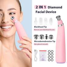 Máquina profesional de microdermoabrasión Dispositivo portátil de cuidado facial, eliminación de puntos negros, antiarrugas, adecuado para uso en salones, personal y en el hogar - Rosa - Ver 3