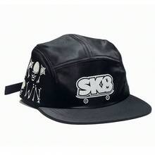 Black Graphite Five Panel Cap On - Black Sk8 - View 4