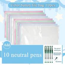 WQN 10支装绿色办公圆珠笔，0.5毫米绿色墨水；10个透明大容量文件袋，按扣设计 - 开学季 - 套裝 - 查看 8