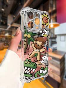Funda para teléfono con espejo y diseño de Sunny Jungle Friends. También funciona como espejo y es compatible con  17,  16 Pro Max,  15 Pro Max,  13 y  12. Fabricada en TPU, ofrece protección contra golpes y caídas. Es el regalo perfecto para familiares, amigos, ocasiones especiales, novios/novias, cumpleaños, vacaciones o cualquier celebración especial. - transparente - Ver 4