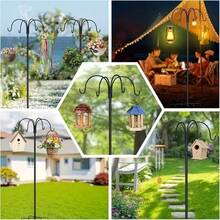 88-Inch Shepherd's Hook, 19-Tube Multi-Hook, 5 Ground Spikes, Bird Feeder, Suitable For Hanging Flower Baskets, Birdcages, Lamps, Etc. In Gardens, Yards, And Hallways - 牧羊鉤 - 查看 7