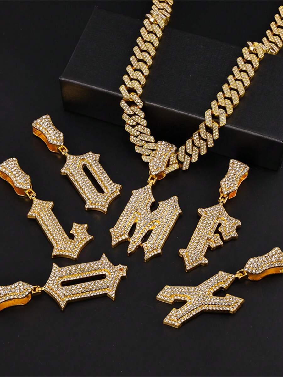 20inch Punk Rock A-Z Letter Pendant Necklace, Fashionable Accessory For Casual Wear, Parties, Gifts For Boyfriend - Alphabet Pendant - View 1