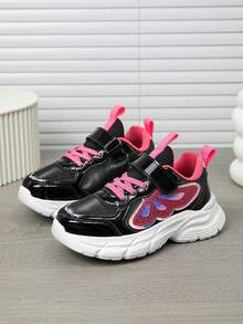 1 Pair Girls' Colorblock Comfortable Breathable Versatile Lightweight Outdoor Sports Shoes, Fashion Casual Sneakers, Suitable For All Seasons - Black - View 1
