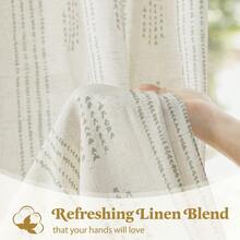 Linen Curtains For Bedroom Living Room Sage Green Farmhouse Boho Curtains 84 Inches Long Geometric Striped Patterned Mudcloth Grommet Top Rustic Window Drapes 2 Panels Green On Beige - 52Wx84LPackof2Green - View 8