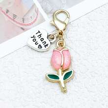 1 chiếc móc khóa hình trái tim bằng hợp kim tráng men, chữ cái, hoa tulip và tôm hùm, thích hợp làm quà tặng cho bạn bè. - Một cỡ - Xem 14