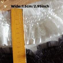 Dây ren xếp ly co giãn 2 thước, rộng 8cm, chất liệu ren co giãn thanh lịch, thích hợp cho rèm cưới, các dự án may vá nhân dịp Ngày của Mẹ, quần áo trẻ em, váy, trang trí nhà cửa DIY. - A - Xem 11