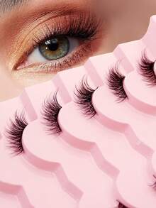 ¡Techo de deseo puro! El artefacto de maquillaje desnudo con pestañas postizas de tallo negro y medio ojo rizado naturalmente simula que la bandeja rosa del rey con una relación calidad - precio de 7 pares / 10 pares de ojos alargados es más portátil. - C-10 (Denso) - Ver 7
