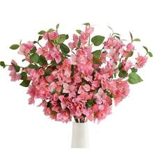 5-częściowy bukiet kwiatów bugenwilli w intensywnym, czerwonym kolorze, z długimi łodygami, odpowiedni do dekoracji domu, biura i jako ozdoba stołu weselnego (wazon nie jest dołączony) - Wielokolorowe - Zobacz 3