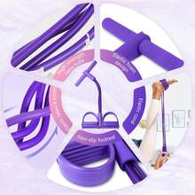 4-Tube Home Workout Resistance Band: Tones Inner/Outer Thighs, Shapes Curvy Glutes And Burns Calories Fast - Best Resistance For All Levels - Purple - View 7