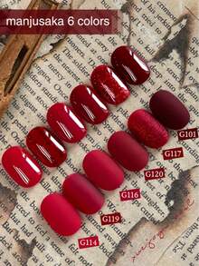 XEIJAYI 6 件装 15ml 凝胶指甲油套装，包含裸色、红色和闪光指甲油，半永久性 UV/LED 指甲油，美甲设计，以及可卸凝胶指甲油套装 - 彩色 - 查看 3