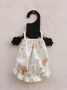 宠物背心花卉兔子印花连衣裙，轻盈蓬蓬裙 - 白色 - 查看 6