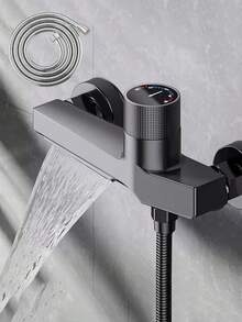 Modern Wall-Mounted Bathtub Faucet - Triple Control Concealed Valve, Polished Finish With Lining, Includes Installation Accessories, Suitable For Modern Bathrooms, Minimalist Style Interior Designer's Choice, High-Quality Construction, Essential For Home Renovation, Suitable As Christmas Gift, Home Bathroom, Fashionable Bathroom Accessory, Modern Design, Long-Lasting Hardware, Bathroom Fixture - Multicolor - View 10