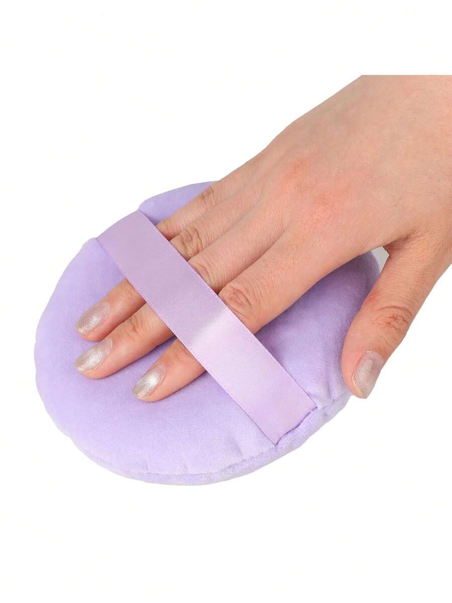 1/2pcs Velvet=Fixed Powder Large Washable Round Makeup Sponge, Used For Facial Cleansing, Makeup And Powder Release, Bath Powder - Multicolor - View 1