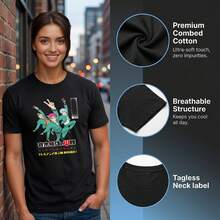 The Disastrous Life Of Saiki K Women's Crew Neck Summer T-Shirt | Casual Short Sleeve Printed Top | Holiday & Weekend Wear - màu đen - Xem 3