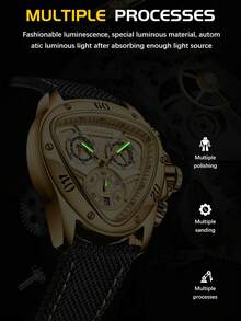 LIGE 男士经典石英表，防水夜光，不锈钢表带，双时区设计 - 金色 - 查看 5