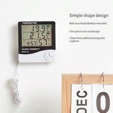 1pc HTC-2 LCD Electronic Hygrometer, Smart Digital Thermometer & Hygrometer - Weather Station Clock, Indoor Outdoor Temperature Sensor With Alarm Clock, Creative Dual Temperature Display Home Use Digital Thermometer Hygrometer With Alarm - Combo Version (HTC-2) - View 8