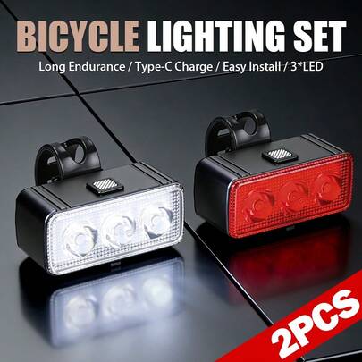 1 Stück Fahrrad Vorder- und Rücklicht Set, wasserdichte USB aufladbare LED Scheinwerfer und Rücklicht für Mountainbike, Fahrrad Zubehör