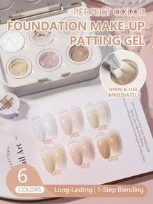Pat Pat Gel Nail Polish 6 Colors, Dip Dye Gradient Nail Art Tools, Flower Painting Striped Nail Art, UV/LED Cured No Wipe Manicure Set, Recommended For Home And Salon, Perfect Colors - 彩色 - 查看 1