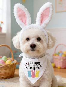 2pcs Creative Easter Cat & Dog Pet Headband & Bib Set, Ideal For Festive Pet Photography, Suitable For Easter Pet Decoration, Easter Pet Photo Props And Easter Themed Decor. Perfect Easter Pet Accessories. - Multicolor - View 6