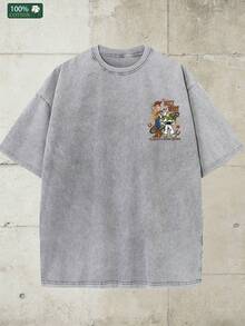 Disney-Heavy Cotton Toy Story Short Sleeved T-Shirt For Men With "TO INFINITY&BEYOND" Print Oversized Loose Fit Half Sleeved Top For Summer Casual Wear - 淺灰色 - 查看 5