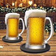 6个装硅胶杯垫，带不锈钢支架，可重复使用且易于清洁 - 完美保护桌子和露台家具免受水渍和痕迹的侵害 - 非常适合家用，可搭配杯子、马克杯和饮料使用，硅胶杯垫，圣诞装饰 - 彩色 - 查看 7