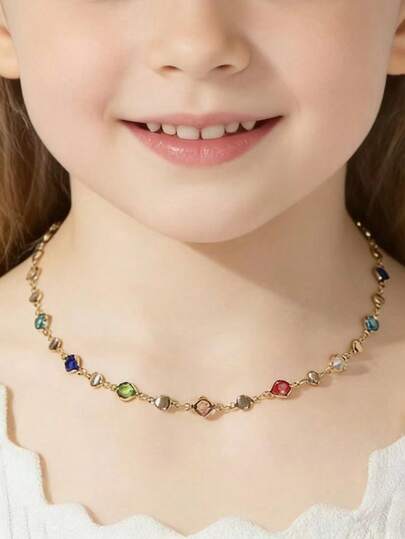 随机颜色多巴胺彩色水晶项链