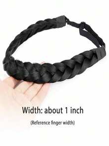 Women's Synthetic Braided Headband, Handmade Elastic Stretch Hair Band, Deep Chocolate Black - Multicolor - View 6