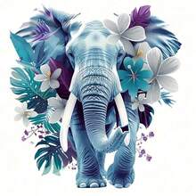 1pc/2pcs/3pcs Blue Elephant Pattern Suitable For T-Shirts, Hoodies, Pillows, Backpacks And Handbags, Ideal Holiday Gifts, Holiday Gift Items | Holiday Design | Printing - 3pcs-s - View 4