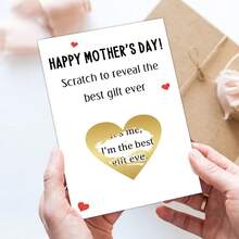 1pc Funny Scratch Mother's Day Card With Envelope, Reveal Card, Interactive Card, Heartfelt Messages For Mom, Special Mother's Day Greeting Card From Daughter Son, Mother's Day Gift - Multicolor - View 4